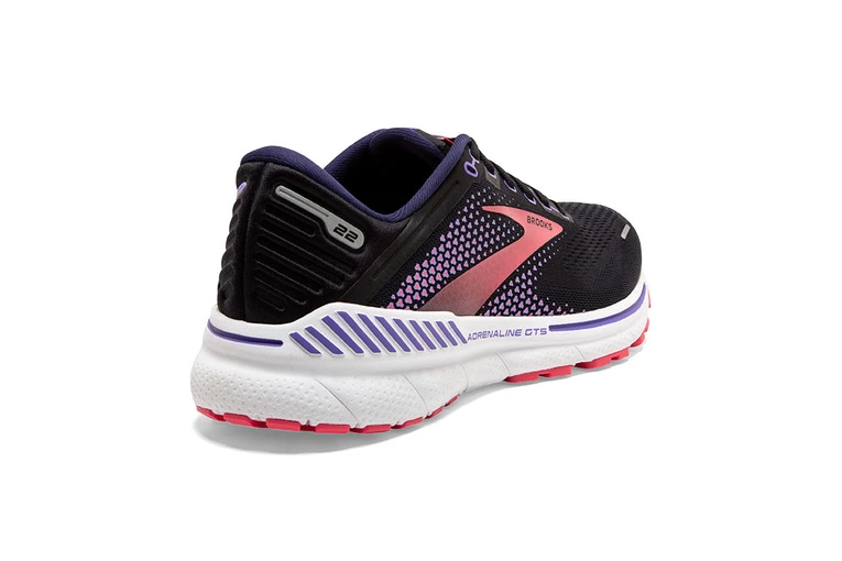 Brooks Adrenaline GTS 22 Loopschoen Zwart/paars/koraal Dames 6 Brooks Adrenaline GTS 22 Loopschoen Zwart/paars/koraal Dames - Afbeelding 4